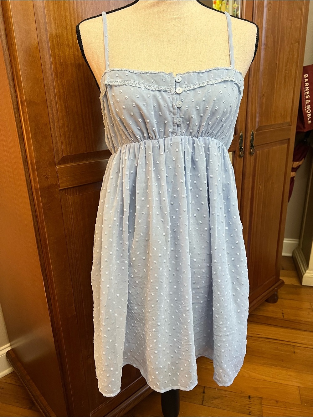 Lulu's Light Blue Swiss Dot Mini Dress - Picture 2 of 7